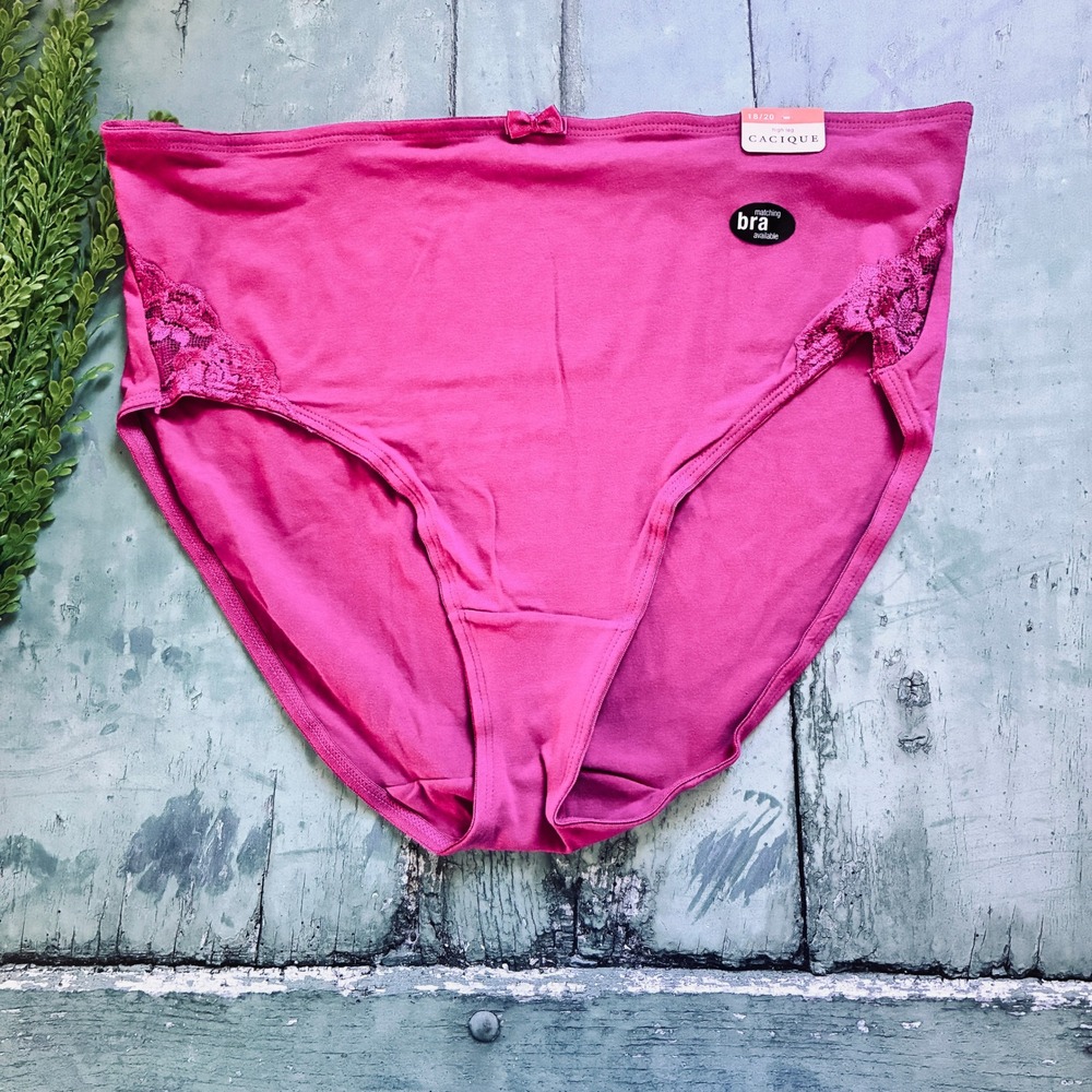NWT Cacique Cotton Lace Trim Panty Bundle Blue Pink 2 Pack Size 18/20 - Picture 3 of 10